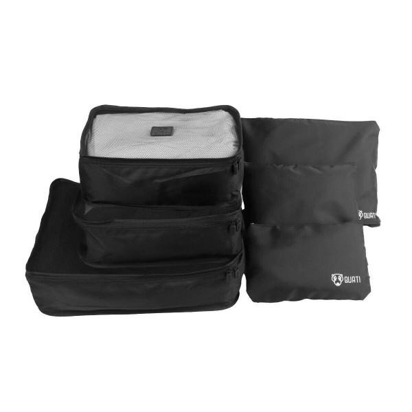 Kit Organizador De Mala Para Viagem Preto 6 Peças Quati Travel - Qko-06